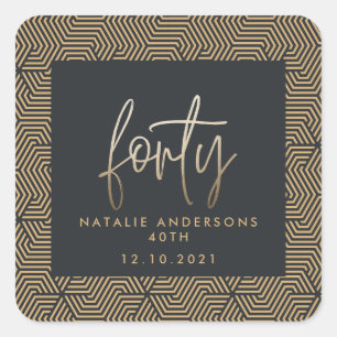 Sticker Carré Design moderne 40e anniversaire simple élégant scr
