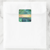 Sticker Carré Design moderne, Feuilles Tropical Palm, Flamants r (Sac)
