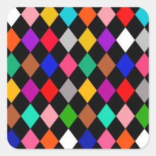 Sticker Carré Design Motif multicolore Harlequin Diamonds