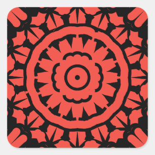 Sticker Carré Design symétrique rouge et noir