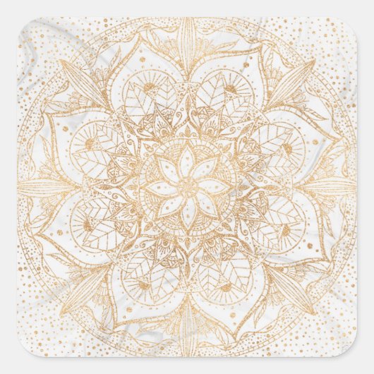 Sticker Carré Design tendance or floral Mandala Marble (Devant)