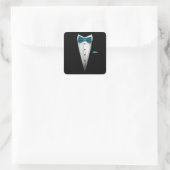 Sticker Carré Design Tuxedo avec Bowtie Pour Mariages et (Sac)