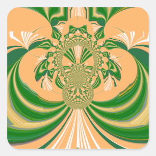 Sticker Carré Design vert jaune.