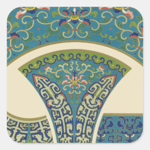 Sticker Carré Designs orientaux bleus avec facettes souriantes