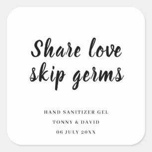 Sticker Carré Désinfectant pour les mains de mariage à écriture