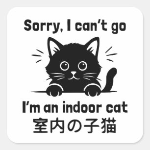Sticker Carré Désolé je ne peux pas y aller je suis un chat d'in