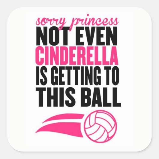 Sticker Carré Désolé Princesse : Volleyball (Devant)