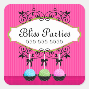 Sticker Carré Desserts de pâtisseries Fuchsia Box Seals