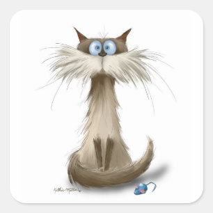 Sticker Carré Dessin animé de chat siamois