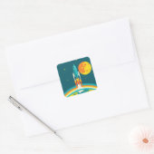 Sticker Carré Dessin animé de fusée spatiale mignonne (Enveloppe)