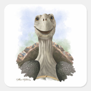 Sticker Carré Dessin animé de tortue amusant