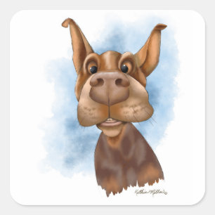 Sticker Carré Dessin animé Doberman Boop le nez
