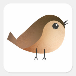 Sticker Carré Dessin animé d'oiseau moineau