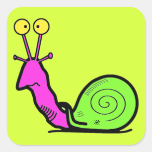 Sticker Carré Dessin animé drôle d'escargot cool
