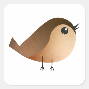 Sticker Carré Dessin animé d'un oiseau moineau mignon