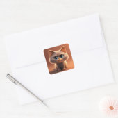 Sticker Carré dessin animé illustration d'un chat mignon (Enveloppe)