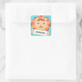 Sticker Carré Dessin animé Lion avec plaque d'immatriculation —  (Sac)