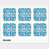 Sticker Carré dessin animé mignon (Feuille)