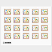 Sticker Carré Dessin au crayon pour enfants (Feuille)