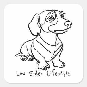 Sticker Carré Dessin au trait de teckel - Style de vie Low Rider
