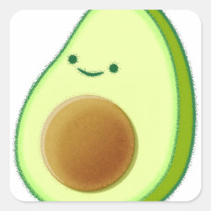 Sticker Carré Dessin Avocado mignon