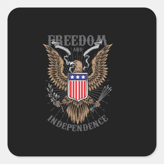 Sticker Carré dessin d'aigle américain (Devant)