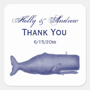 Sticker Carré Dessin de baleine du XIXe siècle de style vintage 