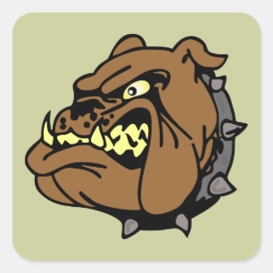 Sticker Carré Dessin de Bulldog en anglais
