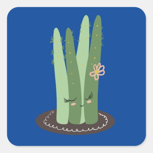 Sticker Carré Dessin de Cactus Doodon Funny Green (Devant)