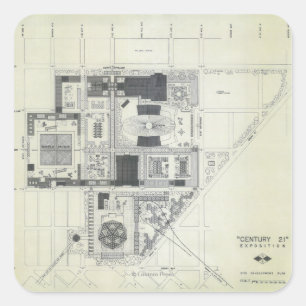 Sticker Carré Dessin de conception aérienne des aiguilles spatia