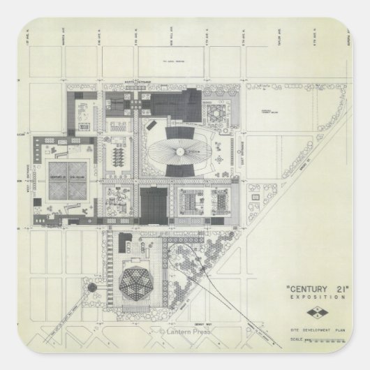 Sticker Carré Dessin de conception aérienne des aiguilles spatia (Devant)