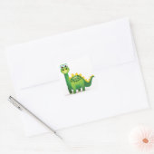Sticker Carré Dessin de dinosaure vert mignon (Enveloppe)