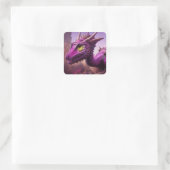 Sticker Carré Dessin de dragon violet (Sac)