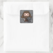 Sticker Carré Dessin de Hagrid et Fang (Sac)