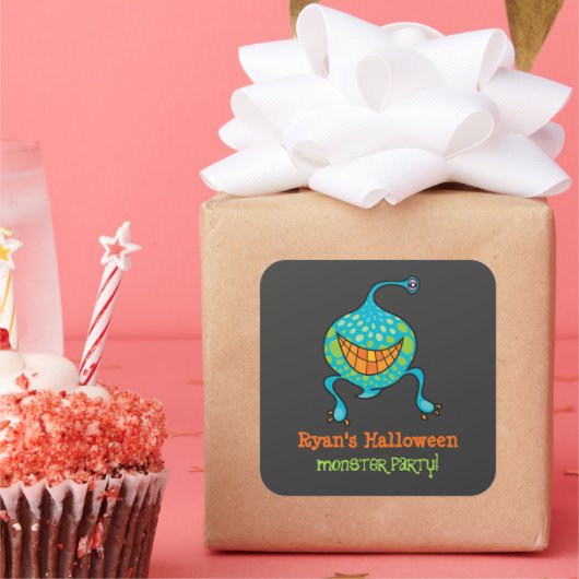 Sticker Carré Dessin de la fête d'Halloween de l'Alien du Monstr (Fête)