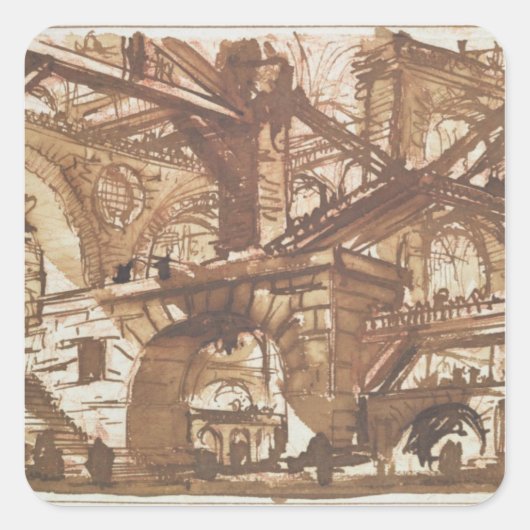 Sticker Carré Dessin de prison imaginaire (Devant)