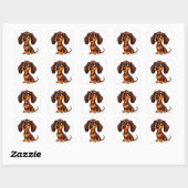 Sticker Carré Dessin de teckel chiot mignon (Feuille)