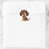 Sticker Carré Dessin de teckel chiot mignon (Sac)