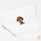Sticker Carré Dessin de teckel chiot mignon (Enveloppe)