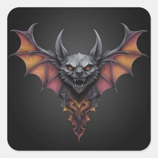 Sticker Carré Dessin d'encre de chaume effrayant, (Devant)