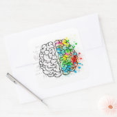 Sticker Carré Dessin d'idée de psychologie cérébrale (Enveloppe)
