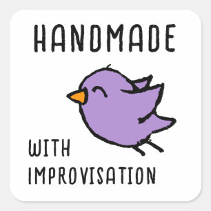 Sticker Carré Dessin d'oiseau mignon fait main avec improvisatio