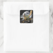 Sticker Carré Dessin Dragon et Imaginaire Lune (Sac)