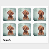 Sticker Carré Dessin drôle Vizsla Pointer (Feuille)