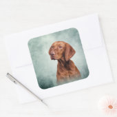 Sticker Carré Dessin drôle Vizsla Pointer (Enveloppe)