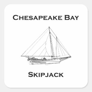 Sticker Carré Dessin du bateau à voile Vintage de Chesapeake Bay
