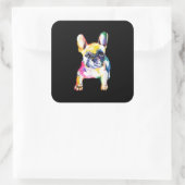 Sticker Carré Dessin Français Bulldog original aquarelle (Sac)