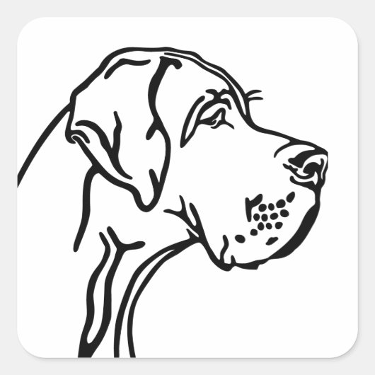 Sticker Carré dessin Great Dane (Devant)