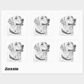 Sticker Carré Dessin Labrador Retriever (Feuille)