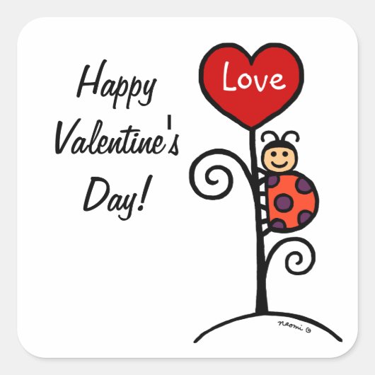 Sticker Carré Dessin Personnalisé Cute LadyBug (Devant)